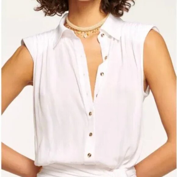 NWT Ramy Brook Peyton Button Down Mini Dress Ivory, Sm - Picture 3 of 16